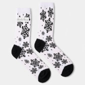Gepersonaliseerde tekst Witte en zwarte sneeuwvlok Sokken (Rechts)