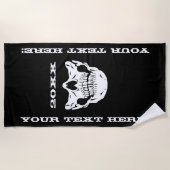 Gepersonaliseerde tekst Zwarte schedel Halve gezic Strandlaken (Voorkant)