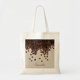 Gepersonaliseerde tekstkoffiebonen tote bag