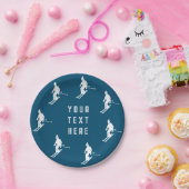 Gepersonaliseerde tekstspelers Skiing Ski Blue Whi Papieren Bordje (Feest)