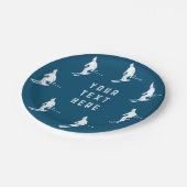 Gepersonaliseerde tekstspelers Skiing Ski Blue Whi Papieren Bordje (Gekanteld)