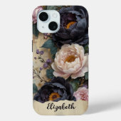 Gepersonaliseerde telefoonhoes Dark Paarse pioenen Case-Mate iPhone Case (Achterkant)