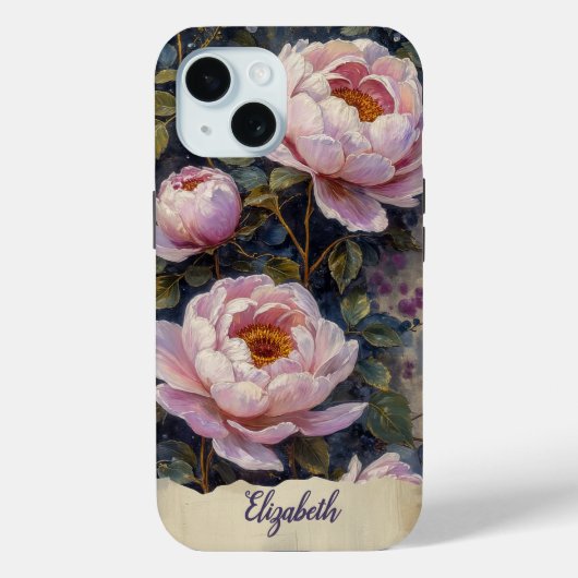 Gepersonaliseerde telefoonhoes  roze pioenen Case-Mate iPhone case (Achterkant)