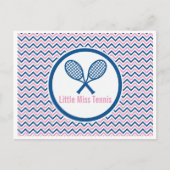 Gepersonaliseerde Tennis & Blauw en Roze Chevron D Briefkaart (Voorkant)