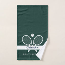 Gepersonaliseerde Tennis Club Naam Donkergroen Handdoek