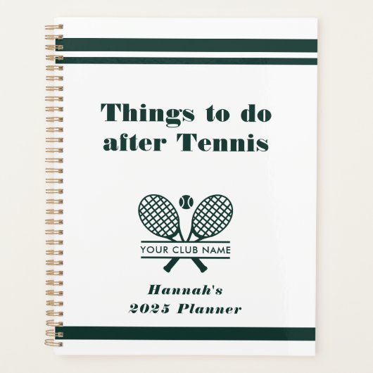 Gepersonaliseerde Tennis Club Naam Team Spelers 20 Planner (Voorkant)