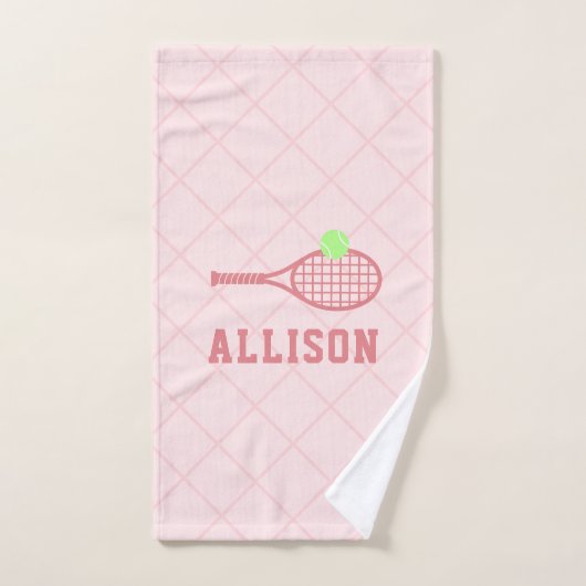 Gepersonaliseerde Tennis Girls Naam Roze Handdoek (Handdoek)