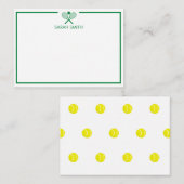 Gepersonaliseerde Tennis Groene en Gele Notecards Notitiekaartje (Voorkant / Achterkant)