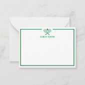 Gepersonaliseerde Tennis Groene en Gele Notecards Notitiekaartje (Voorkant)
