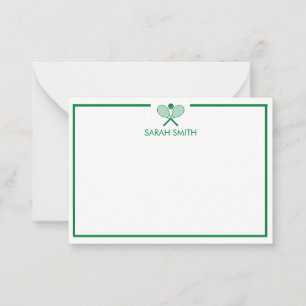 Gepersonaliseerde Tennis Groene en Gele Notecards Notitiekaartje