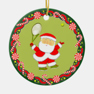 Gepersonaliseerde Tennis Holiday Gift Keramisch Ornament