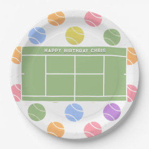 Gepersonaliseerde Tennis Party Birthday Papieren Bordje