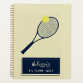 Gepersonaliseerde Tennis Player Racket Motif 2025 Planner (Voorkant)