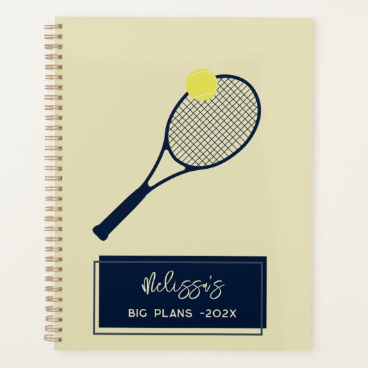 Gepersonaliseerde Tennis Player Racket Motif 2025 Planner (Voorkant)