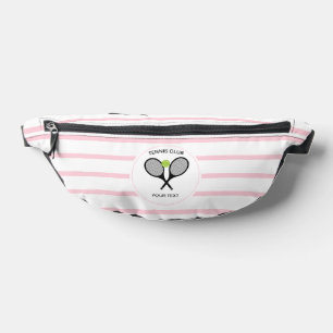 Gepersonaliseerde tennis racket pastel roze gestre heuptasje