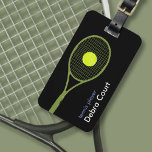 Gepersonaliseerde tennis-speler reizen bagagelabel<br><div class="desc">Een grafisch ontwerp van een tennisracket en een bal.. om met naam en telefoonaantal te personaliseren</div>