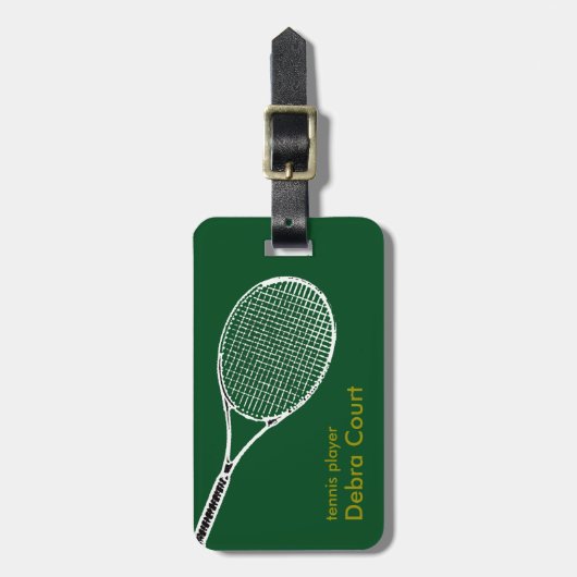 Gepersonaliseerde tennis speler reizen bagagelabel (Voorkant verticaal)