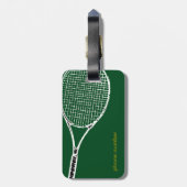 Gepersonaliseerde tennis speler reizen bagagelabel (Achterkant verticaal)