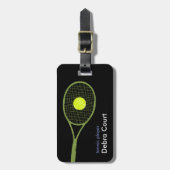 Gepersonaliseerde tennis-speler reizen bagagelabel (Voorkant verticaal)