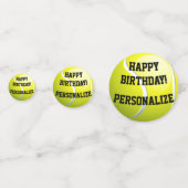 Gepersonaliseerde Tennisbal Happy Birthday Confett Confetti (Voorkanten)