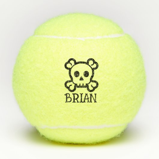 Gepersonaliseerde tennisbal met schedel en botten tennisballen (Voorkant)