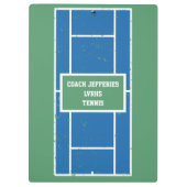 Gepersonaliseerde tenniscoach blauw & groen klembord (Achterkant)