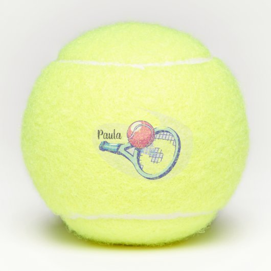 Gepersonaliseerde tennisracket en bal tennisballen (Voorkant)