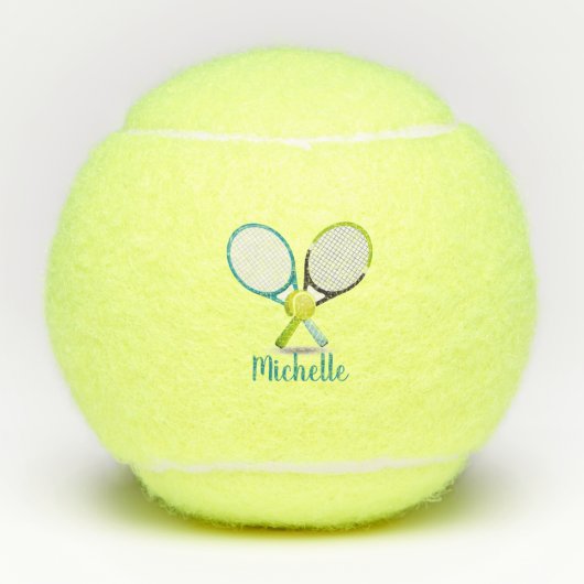 Gepersonaliseerde tennisracket en bal tennisballen (Voorkant)