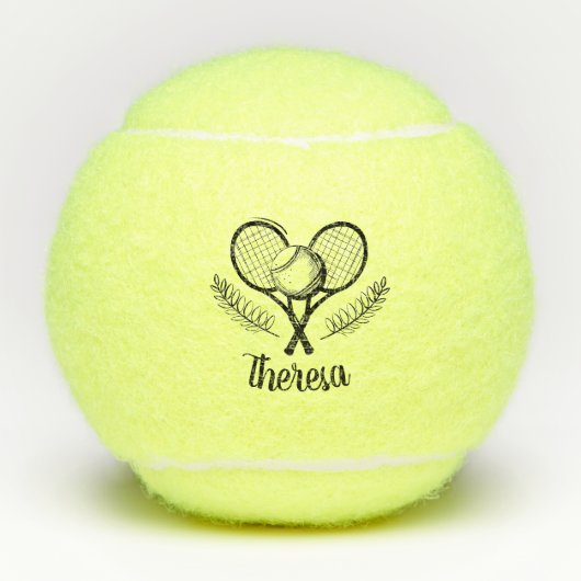 Gepersonaliseerde tennisracket en bal tennisballen (Voorkant)