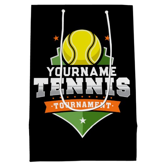 Gepersonaliseerde Tennisser NAAM Varsity Toernooi Medium Cadeauzakje (Achterkant)