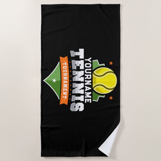 Gepersonaliseerde Tennisser NAAM Varsity Toernooi Strandlaken (Voorkant)