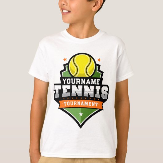 Gepersonaliseerde Tennisser NAAM Varsity Toernooi T-shirt (Voorkant)