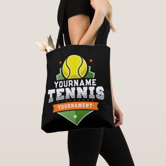 Gepersonaliseerde Tennisser NAAM Varsity Toernooi Tote Bag (Dichtbij)
