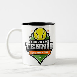 Gepersonaliseerde Tennisser NAAM Varsity Toernooi Tweekleurige Koffiemok