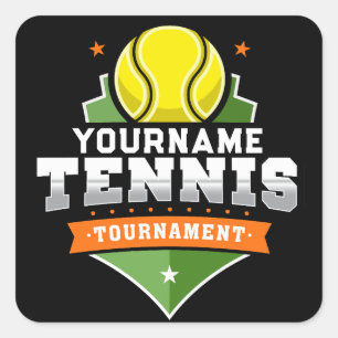 Gepersonaliseerde Tennisser NAAM Varsity Toernooi Vierkante Sticker