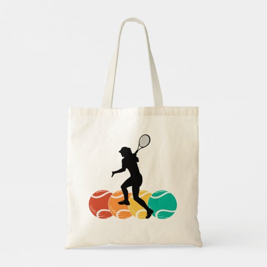 Gepersonaliseerde Tennisspeler Meisje, Tennisverja Tote Bag (Achterkant)