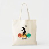Gepersonaliseerde Tennisspeler Meisje, Tennisverja Tote Bag (Voorkant)