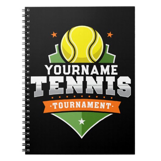 Gepersonaliseerde Tennisspeler NAAM Varsity Toerno Notitieboek (Voorkant)