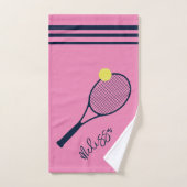 Gepersonaliseerde Tennisspeler Racket en Ball Pink Handdoek (Handdoek)