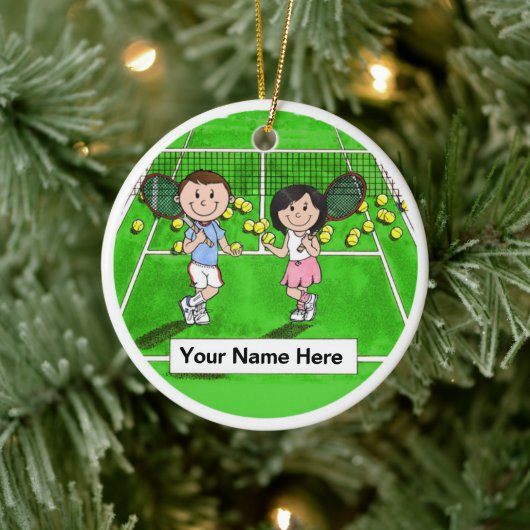 Gepersonaliseerde Tennisspelers - Aangepaste haark Keramisch Ornament (Boom)