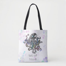 Gepersonaliseerde tentakels off line doodle octopu tote bag