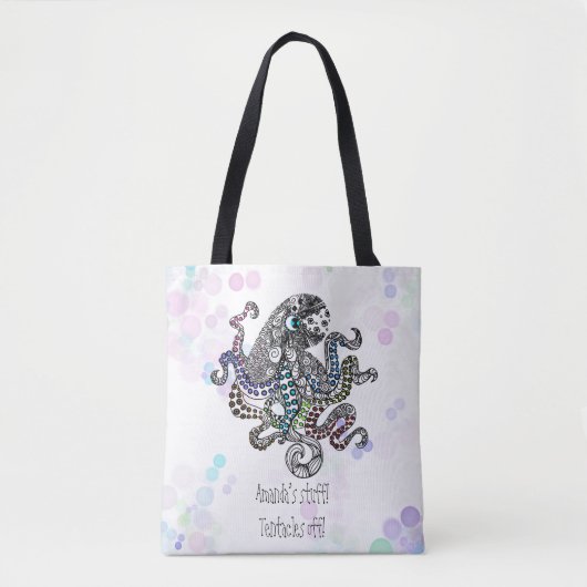 Gepersonaliseerde tentakels off line doodle octopu tote bag (Voorkant)