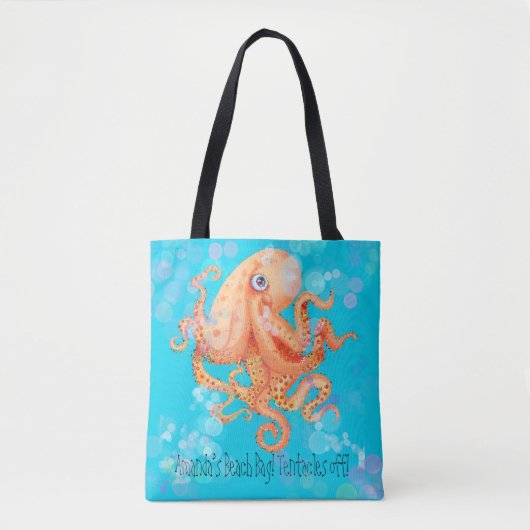 Gepersonaliseerde tentakels van octopus met bellen tote bag (Voorkant)