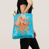 Gepersonaliseerde tentakels van octopus met bellen tote bag (Dichtbij)