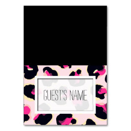 Gepersonaliseerde Tented Pink Leopard Print Place- Kaart