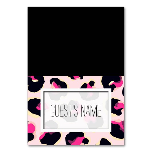 Gepersonaliseerde Tented Pink Leopard Print Place- Kaart (Voorkant)