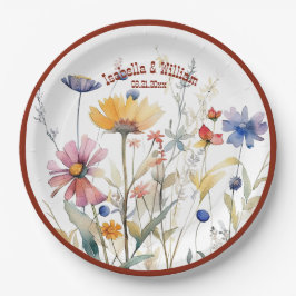Gepersonaliseerde Terra Cotta Herfst Wildflowers B Papieren Bordje