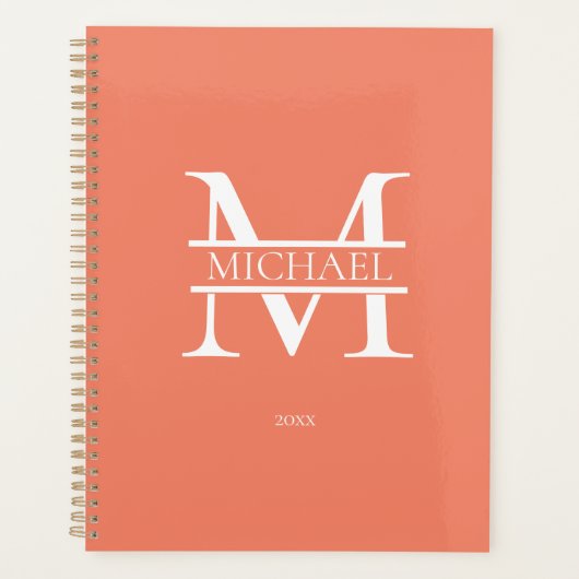Gepersonaliseerde Terracott Monogram Initiaal Mini Planner (Voorkant)