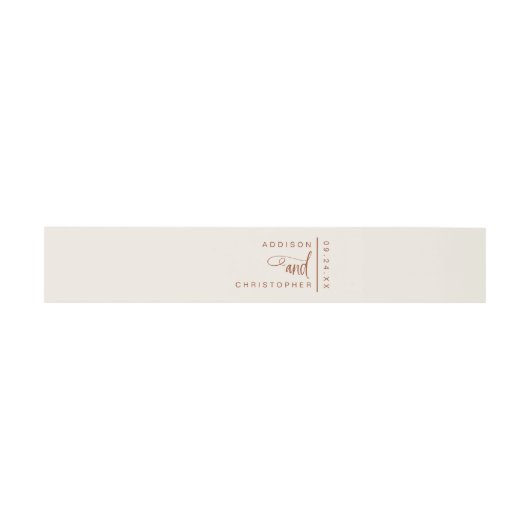 Gepersonaliseerde Terracotta Cream Script Wedding Uitnodigingen Wikkel (Vlak)