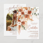 Gepersonaliseerde terracotta foto Boho Afstuderen Kaart (Voorkant / Achterkant)